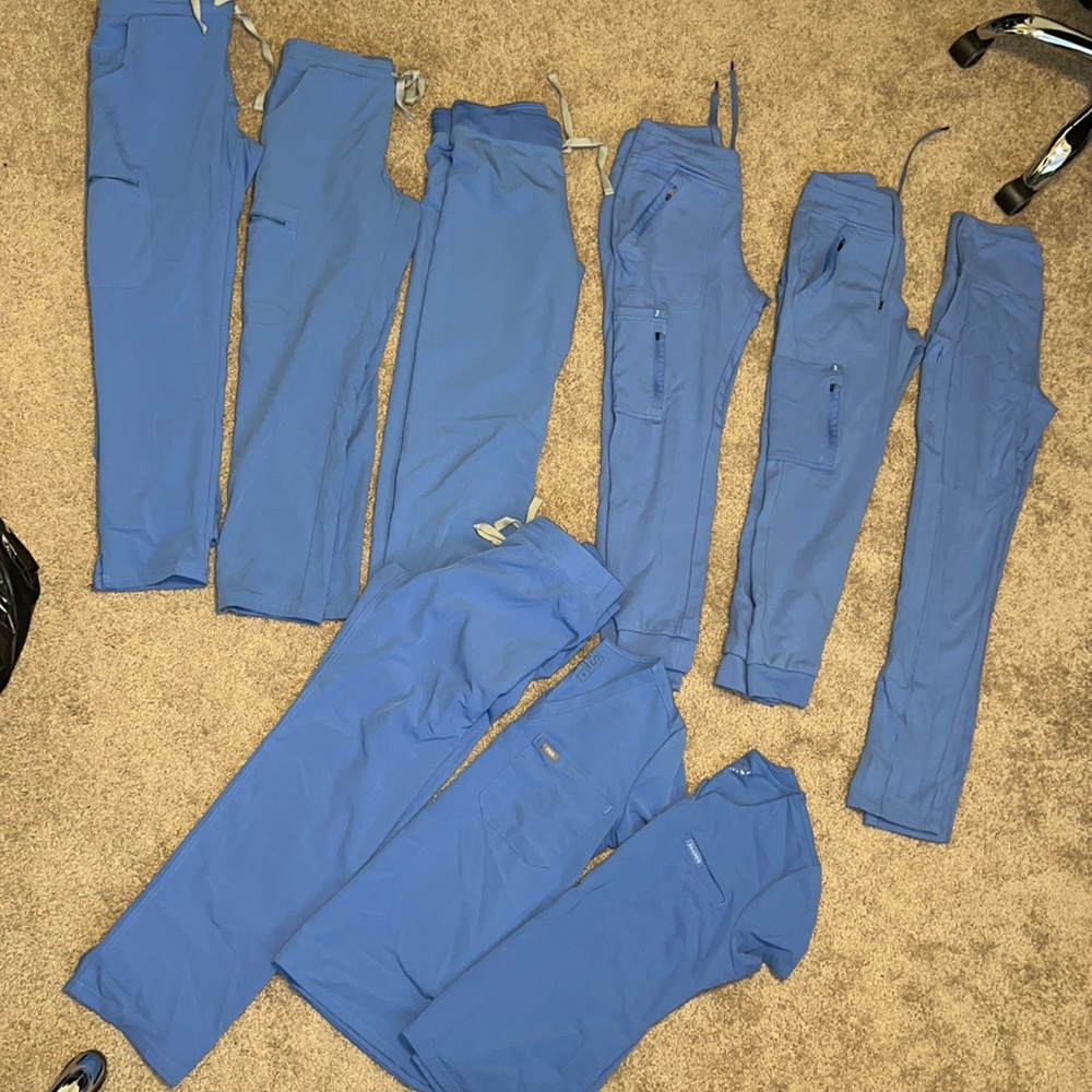 COPY - Large lot of Figs and Jaanuu ceil blue scrubs XS